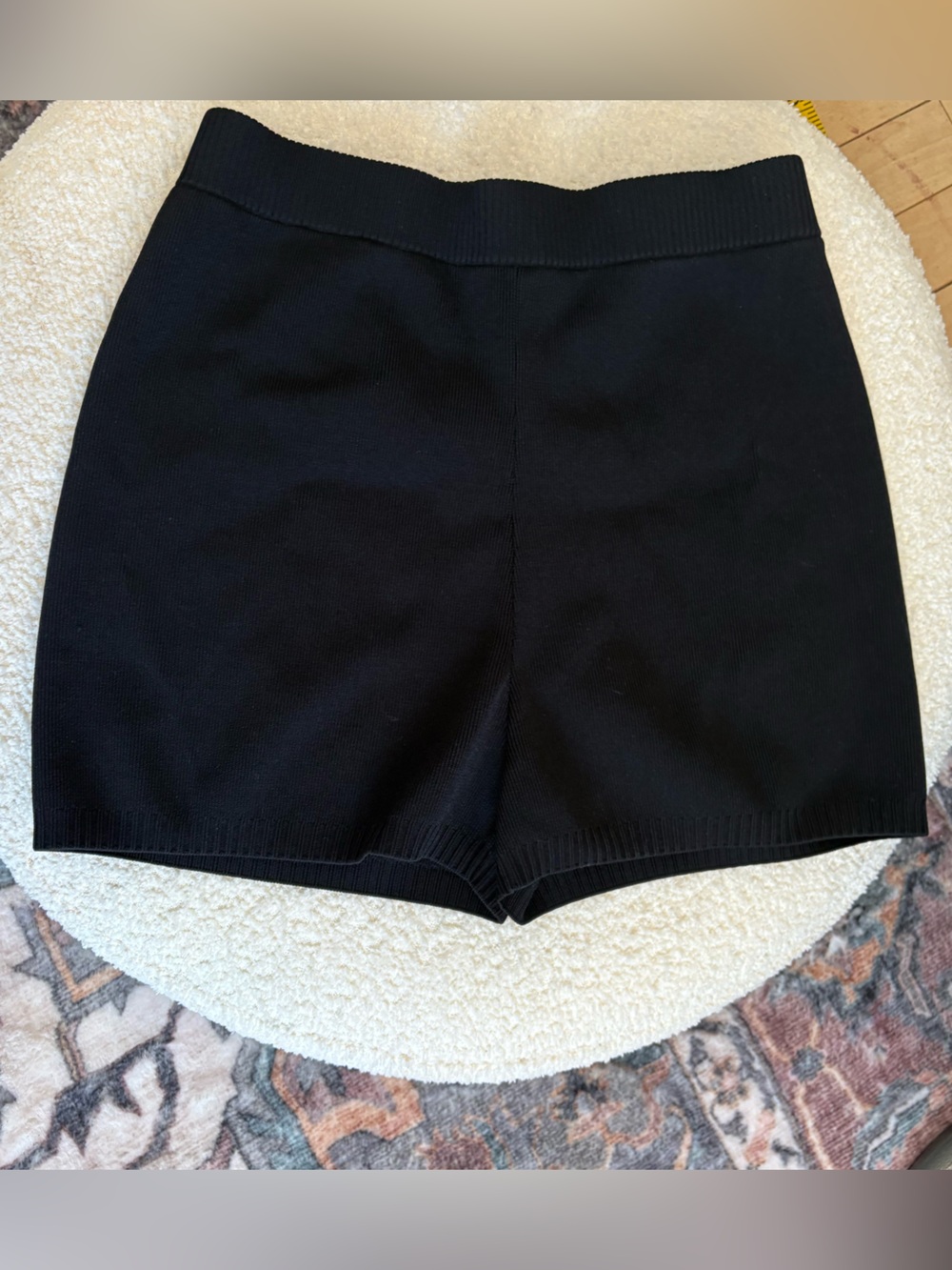 H&M Black Ribbed Knit Mini Shorts